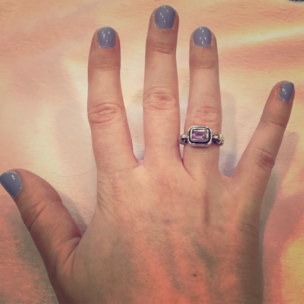 Sterling Silver & Purple Stone Ring - Size 7